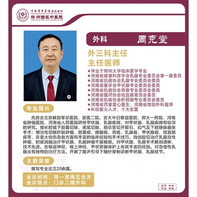 周克堂——甲狀腺、乳腺疾病專家、外三科主任、主任醫(yī)師